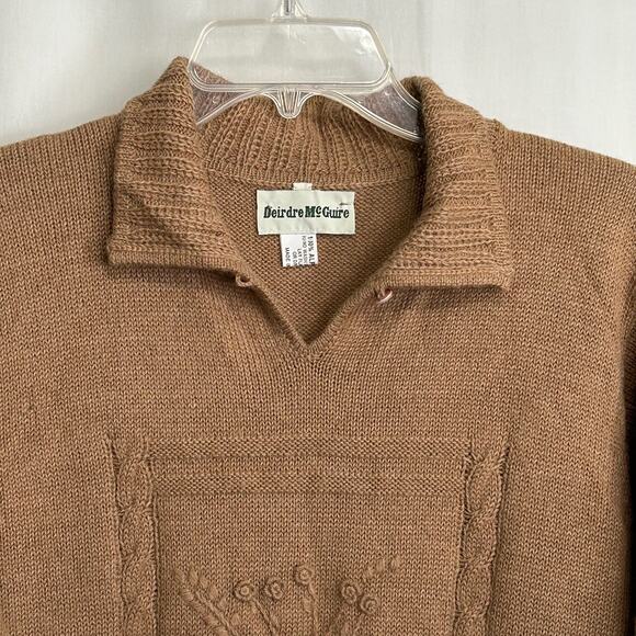 Deirdre McGuire 100% Alpaca Wool Knit Sweater Ireland Floral Women's Size M - Picture 4 of 11